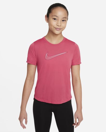 Nike Dri-FIT One Kids Short-Sleeve Training Top (Extended Size) Za Djevojčice Majice Roze Bordo | HR-82157NMBP