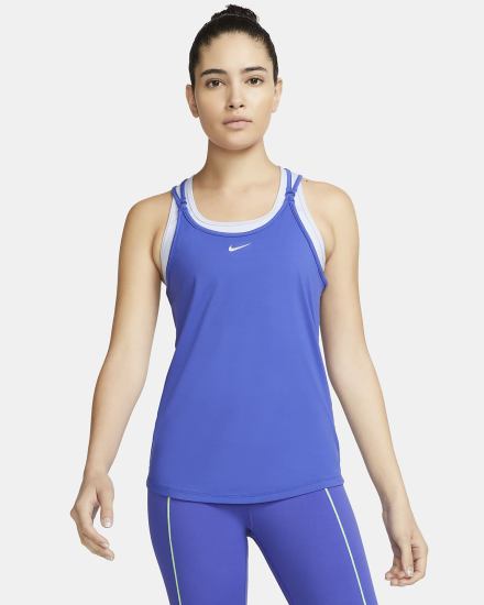 Nike Dri-FIT One Luxe Slim Fit Strappy Ženske Majica Bez Rukava Plave | HR-15860YDUQ