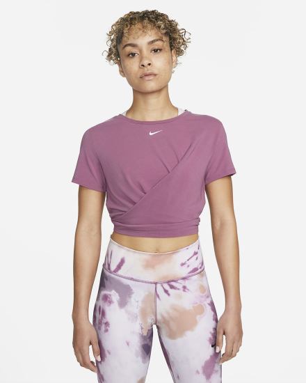 Nike Dri-FIT One Luxe Twist Cropped Short-Sleeve Top Ženske Majice Svijetlo Bordo | HR-05916WQFT