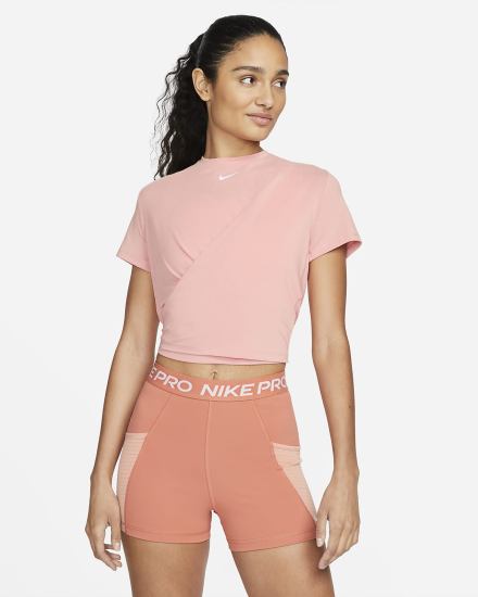 Nike Dri-FIT One Luxe Twist Cropped Short-Sleeve Top Ženske Majice Roze | HR-17846CSAY