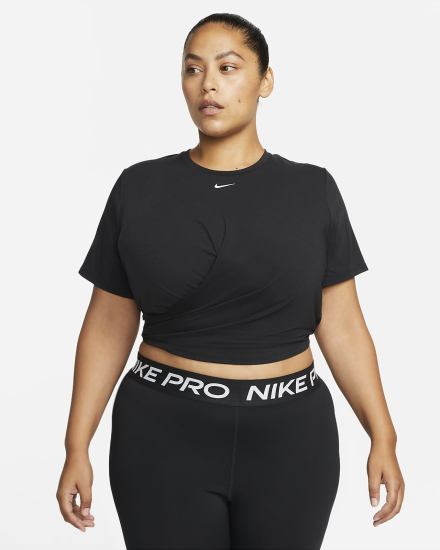 Nike Dri-FIT One Luxe Twist Cropped Short-Sleeve Top Ženske Majice Crne | HR-24587HYKC