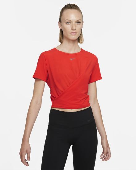 Nike Dri-FIT One Luxe Twist Cropped Short-Sleeve Top Ženske Majice Crvene | HR-24613DBWC