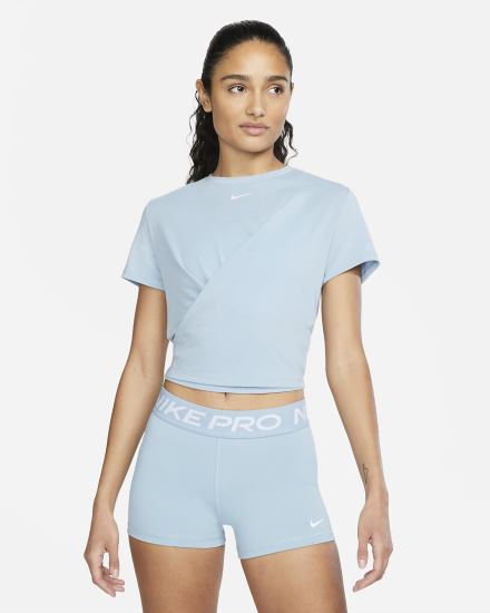 Nike Dri-FIT One Luxe Twist Cropped Short-Sleeve Top Ženske Majice Plave | HR-29601JOZQ