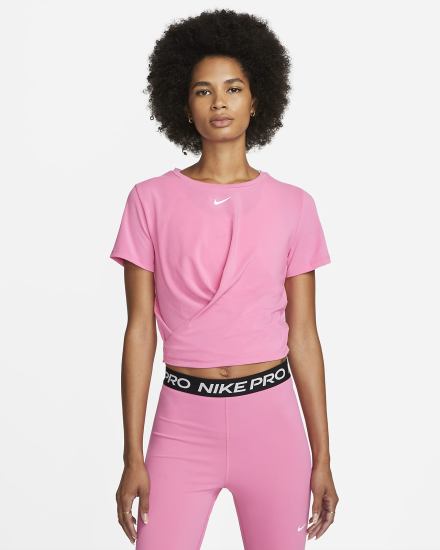 Nike Dri-FIT One Luxe Twist Cropped Short-Sleeve Top Ženske Majice Roze | HR-64810BOLT