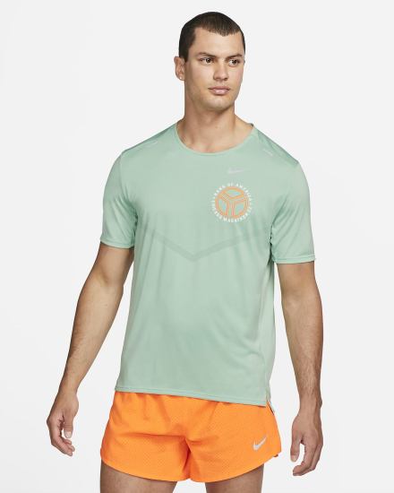 Nike Dri-FIT Rise 365 Short-Sleeve Muške Majice Zelene Narančaste | HR-89106XMEI