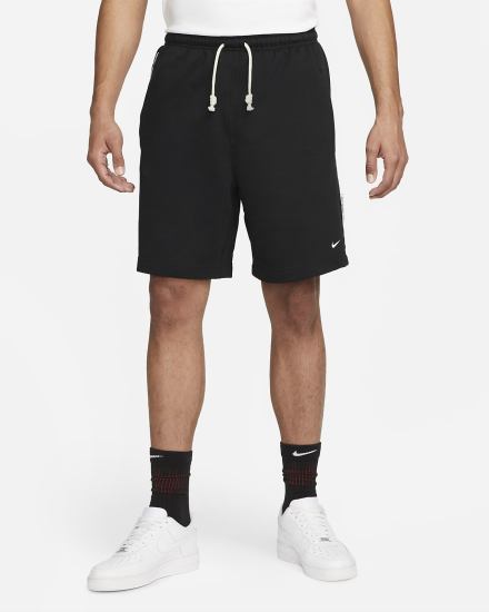 Nike Dri-FIT Standard Issue 8" French Terry Basketball Muške Kratke Hlače Crne Bijele | HR-06174NFUV