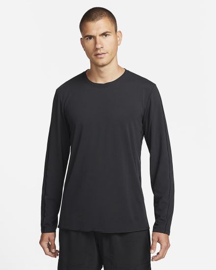 Nike Dri-FIT Yoga Long-Sleeve Top Muške Košulje Crne Sive | HR-36710CXLV