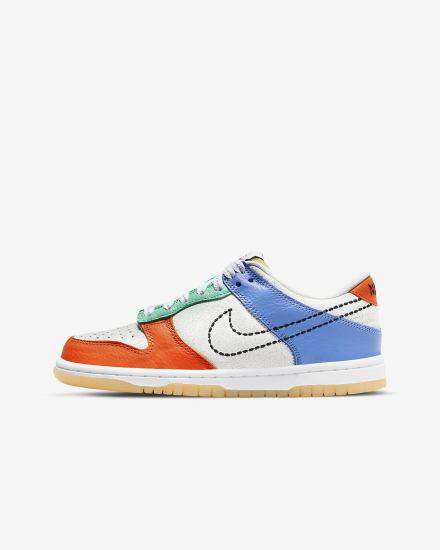 Nike Dunk Low Kids Za Djevojčice Tenisiće Bijele Narančaste Zelene Crne | HR-83640GIAW