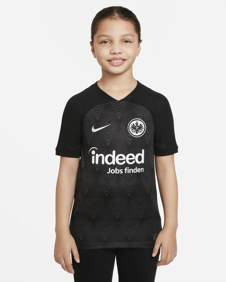 Nike Eintracht Frankfurt 2022/23 Stadium Away Kids Dri-FIT Soccer Za Djevojčice Dres Crne Tamno Sive Bijele | HR-42185CQAM