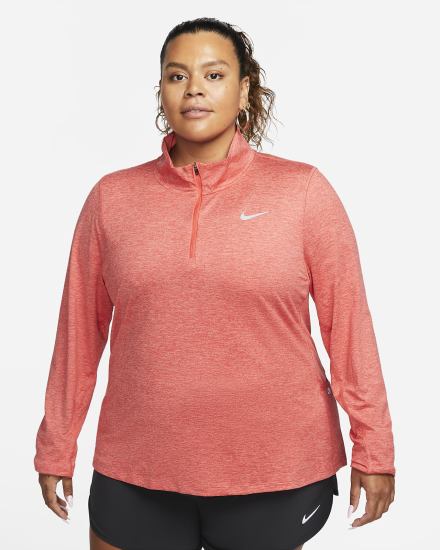 Nike Element 1/2-Zip (Plus Size) Ženske Topovi Za Trčanje Svijetlo Crvene | HR-17054FQPL