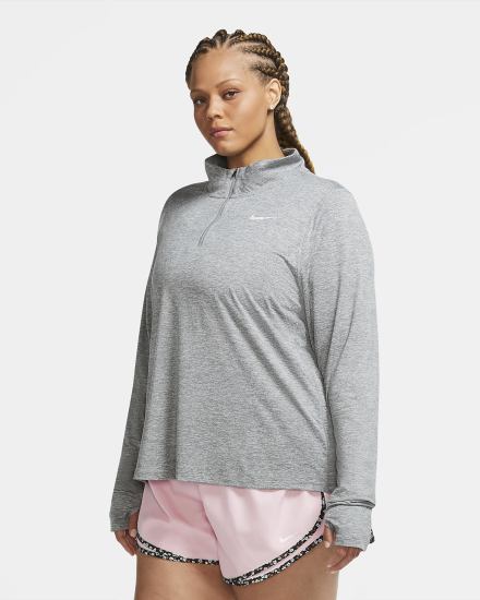 Nike Element 1/2-Zip (Plus Size) Ženske Topovi Za Trčanje Sive Svijetlo Sive | HR-53028OZXU