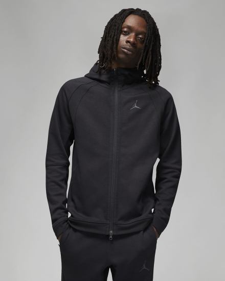 Nike Jordan Dri-FIT Sport Full-Zip Muške Majica S Kapuljačom Crne Tamno Sive | HR-25738BXFA