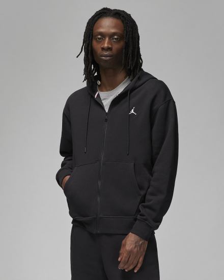 Nike Jordan Essentials Full-Zip Fleece Muške Majica S Kapuljačom Crne Bijele | HR-29538ZIMN