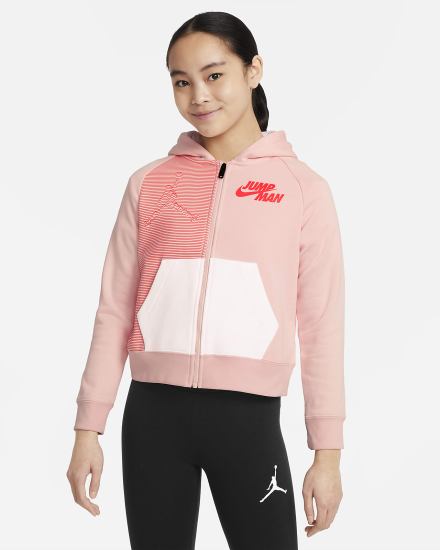 Nike Jordan Jumpman Kids Full-Zip Za Djevojčice Majica S Kapuljačom Roze | HR-82915UPDG