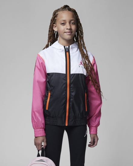 Nike Jordan Kids Colorblock Hooded Windbreaker Za Djevojčice Vjetrovka Crne | HR-60485ZNYO