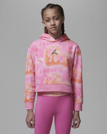 Nike Jordan Kids Essentials Printed Boxy Za Djevojčice Majica S Kapuljačom Roze | HR-59140EWXP