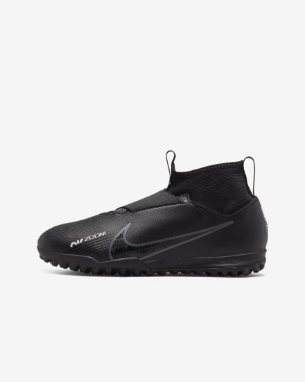 Nike Jr. Zoom Mercurial Superfly 9 Academy TF Kids Turf Za Djevojčice Nogometne Tenisice Crne Bijele Tamno Sive | HR-95307IBPS