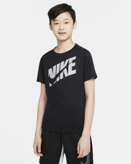 Nike Kids Short-Sleeve Training Top Za Dječake Majice Crne Svijetlo Sive | HR-36278FGPE