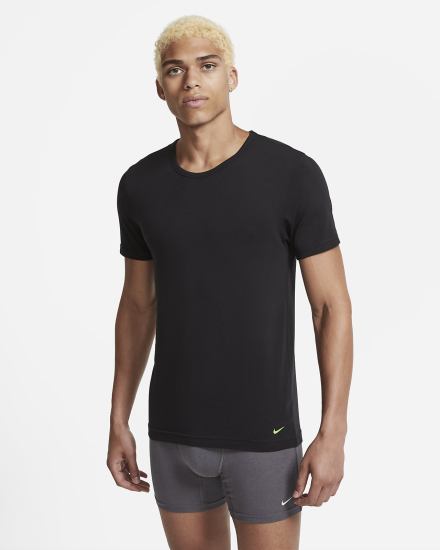 Nike Luxe Cotton Modal Slim Fit Crew-Neck Undershirt (2-Pack) Muške Majice Crne | HR-31674AOMZ