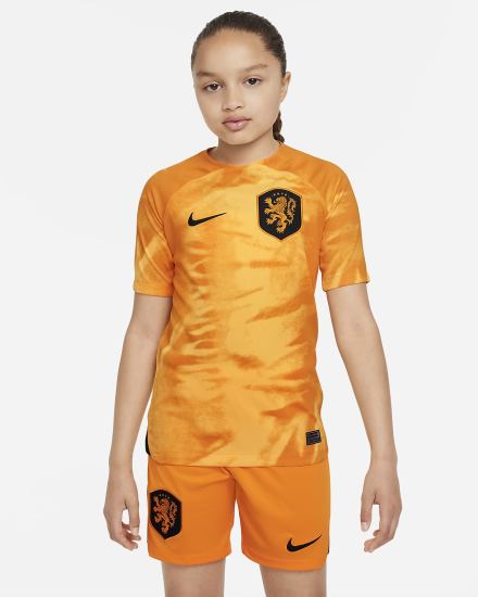 Nike Netherlands 2022/23 Stadium Home Kids Dri-FIT Soccer Za Djevojčice Dres Narančaste Crne | HR-02684WYJE