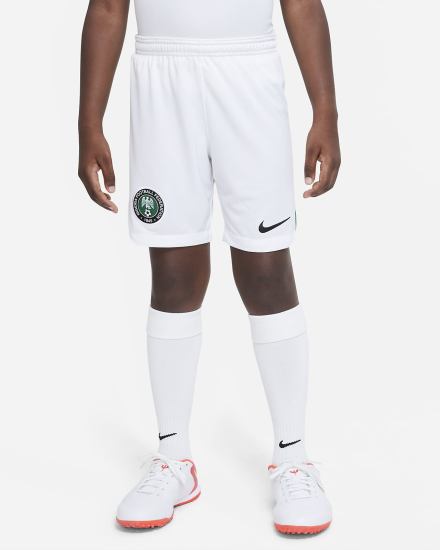 Nike Nigeria 2022/23 Stadium Home/Away Kids Dri-FIT Soccer Za Dječake Kratke Hlače Bijele Tamno Zelene Crne | HR-29714CPHY