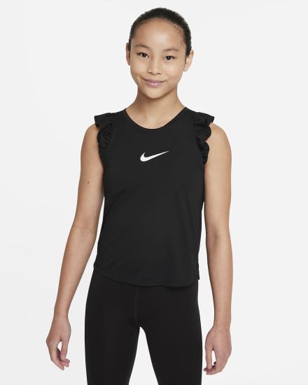 Nike One Kids Training (Extended Size) Za Djevojčice Majica Bez Rukava Crne Bijele | HR-73691DYLF