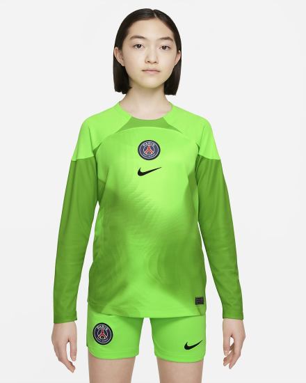 Nike Paris Saint-Germain 2022/23 Stadium Goalkeeper Home Kids Dri-FIT Soccer Za Djevojčice Dres Zelene Crne | HR-52084ZHSB