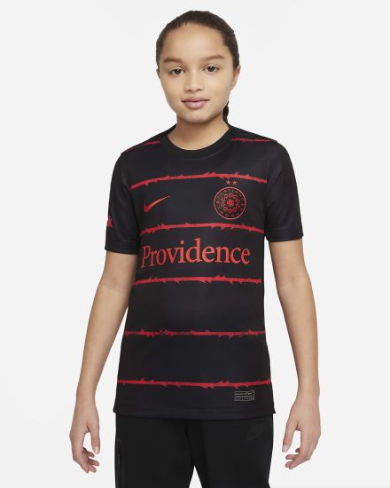 Nike Portland Thorns FC 2022 Stadium Home Kids Dri-FIT Soccer Za Dječake Dres Crne Crvene | HR-94230RYGS