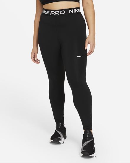 Nike Pro 365 (Plus Size) Ženske Tajice Crne Bijele | HR-18659PEJM