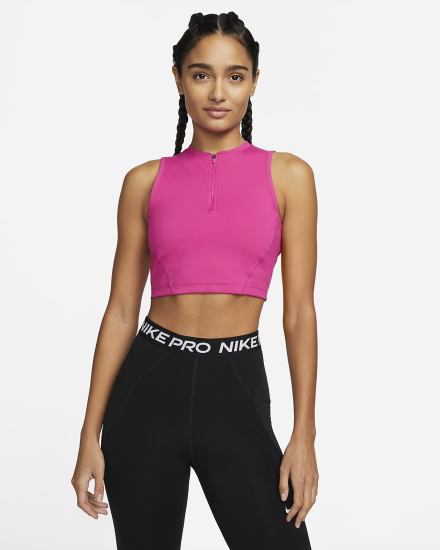 Nike Pro Dri-FIT Cropped Ženske Majica Bez Rukava Roze Bijele | HR-32570LTPN