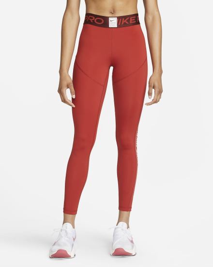 Nike Pro Dri-FIT Graficke Mid-Rise Ženske Tajice Smeđe Svijetlo Roze | HR-82349VMPC