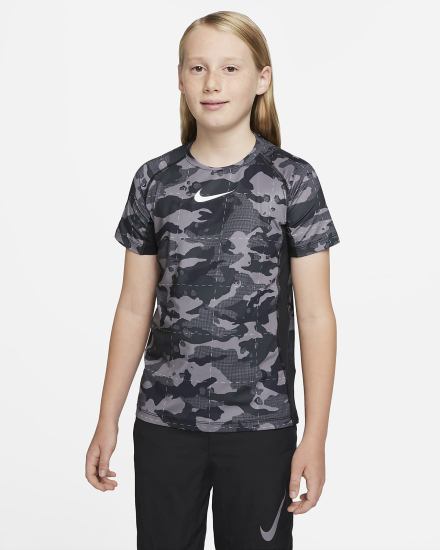 Nike Pro Dri-FIT Kids Short-Sleeve Training Top Za Dječake Majice Crne Bijele | HR-64201RMAO