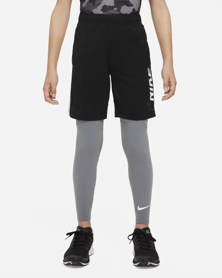 Nike Pro Dri-FIT Kids Za Dječake Tajice Tamno Sive Bijele | HR-82609WUBV