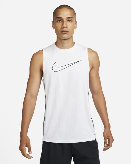 Nike Pro Dri-FIT Slim Fit Sleeveless Muške Majica Bez Rukava Bijele Crne | HR-93407KAXV