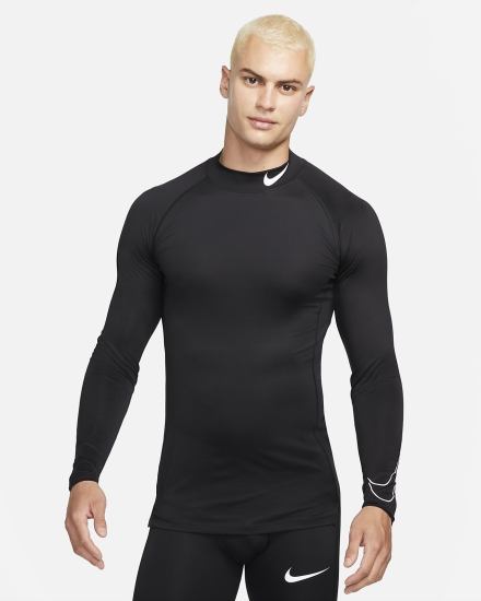 Nike Pro Dri-FIT Tight Fit Long-Sleeve Top Muške Košulje Crne Bijele | HR-35894NBRG