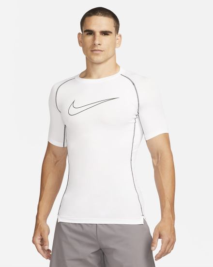 Nike Pro Dri-FIT Tight Fit Short-Sleeve Top Muške Majice Bijele Crne | HR-32405IPFE