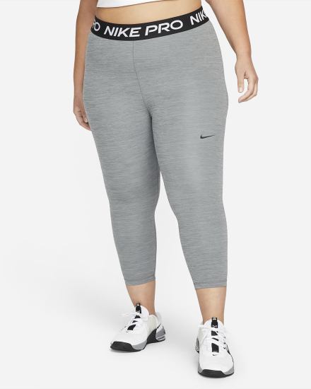 Nike Pro Mid-Rise Crop (Plus Size) Ženske Tajice Sive Crne | HR-16308ZTUL