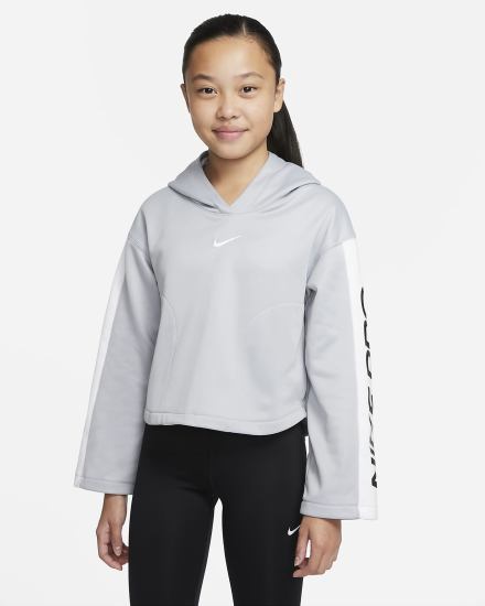 Nike Pro Therma-FIT Kids Za Djevojčice Majica S Kapuljačom Svijetlo Sive Bijele | HR-02367HZPW