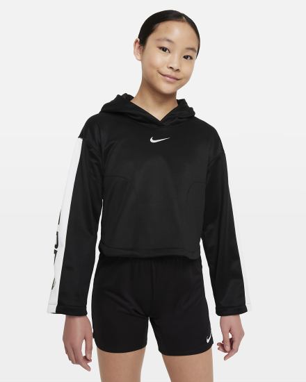 Nike Pro Therma-FIT Kids Za Djevojčice Majica S Kapuljačom Crne Bijele | HR-63279AMRW