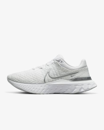 Nike React Infinity Run Flyknit 3 Road Ženske Tenisiće Bijele Platine Metalne Srebrne | HR-58013HWUC