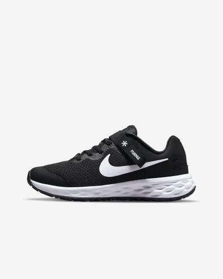 Nike Revolution 6 FlyEase Kids Easy On/Off Road Za Dječake Tenisiće Crne Tamno Sive Bijele | HR-60295CYKD