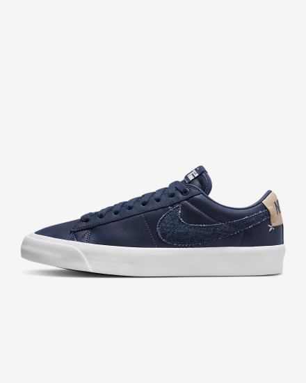 Nike SB Zoom Blazer Low Pro GT Premium Muške Skate Obuća Tamnoplave Bijele Svijetlo Smeđe | HR-95167MTOI