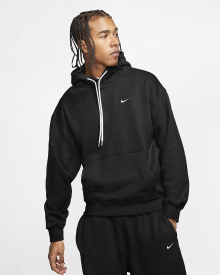 Nike Solo Swoosh Fleece Muške Majica S Kapuljačom Crne Bijele | HR-12547TEBD