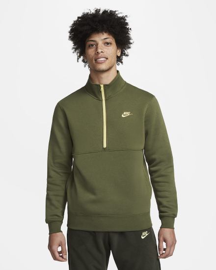 Nike Sportswear Club Brushed-Back 1/2-Zip Muške Pulover Zelene Zlatne | HR-23054ODRC