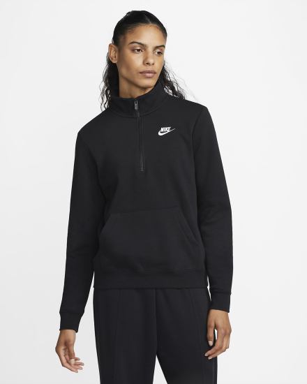 Nike Sportswear Club Fleece 1/2-Zip Ženske Dukserice Crne Bijele | HR-30165UMFI