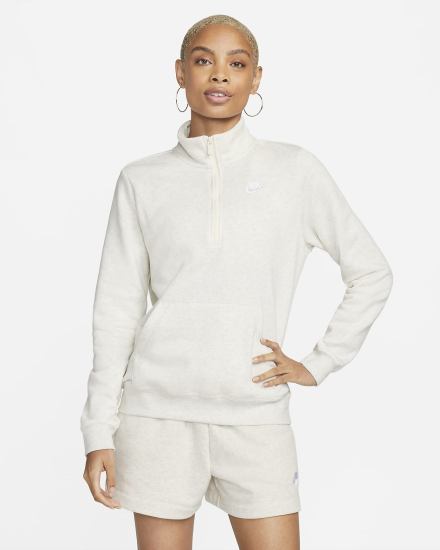 Nike Sportswear Club Fleece 1/2-Zip Ženske Dukserice Bež Bijele | HR-71603OZWV