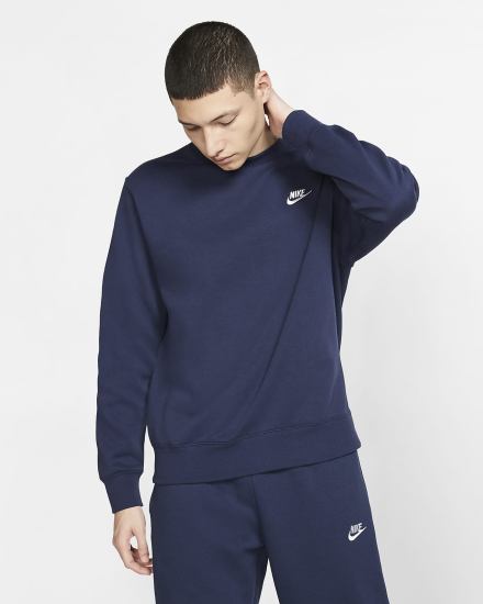 Nike Sportswear Club Fleece Crew Muške Dukserice Tamnoplave Bijele | HR-39821ETJK