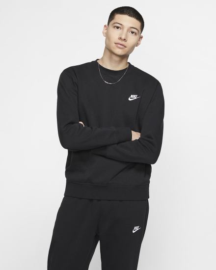 Nike Sportswear Club Fleece Crew Muške Dukserice Crne Bijele | HR-40578BMGY