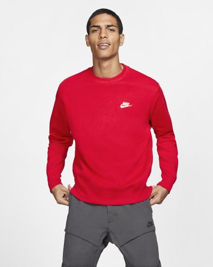 Nike Sportswear Club Fleece Crew Muške Dukserice Crvene Bijele | HR-94830PHGN