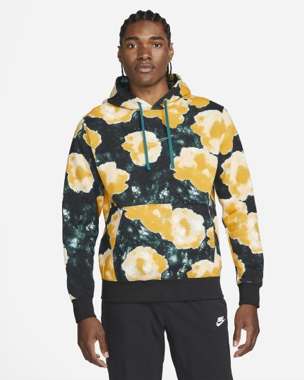 Nike Sportswear Club Fleece Floral Muške Majica S Kapuljačom Crne | HR-03461OIBL